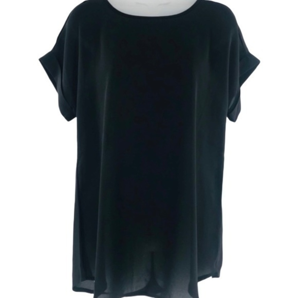 WOOL DOBBY SHORT CUFF SLEEVE BLOUSE
